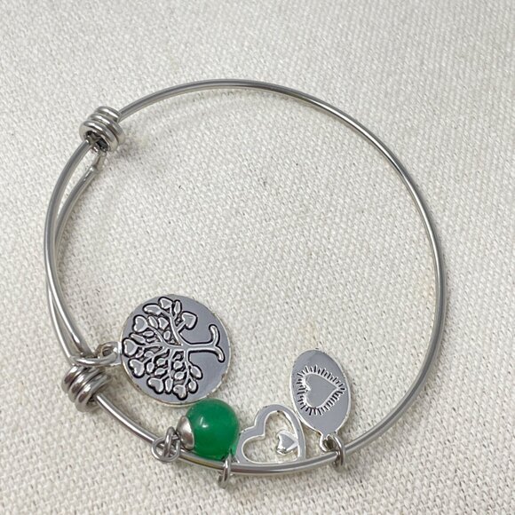 Footnotes Family Bracelet A Circle of Strength Love Hope Green Silver-Tone - Picture 4 of 5